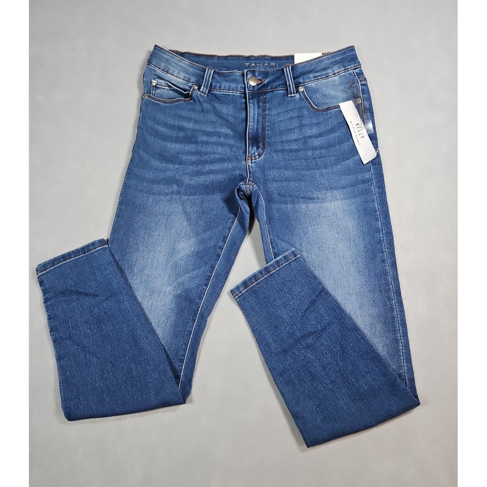 Tahari Womens‎ Kelly Mid Rise Skinny Blue Jeans Size 8 NWT